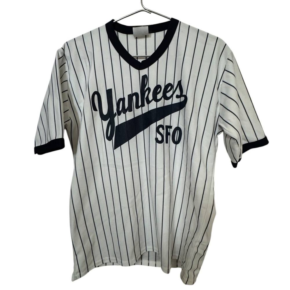 Vintage Yankees San Francisco SFO Baseball Pin Striped Men’s L Jersey MLB